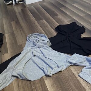 Gray and Black Hoodie Set